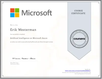 Artificial Intelligence on Microsoft Azure Certificate